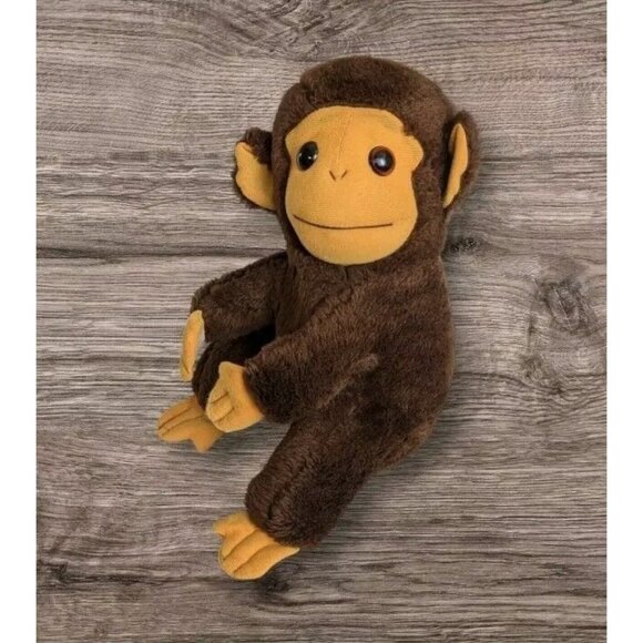 Elka Toys Plush Monkey New York  Stuffed Animal Clasp Hands Old Sad Lonely Vtg - Picture 1 of 16